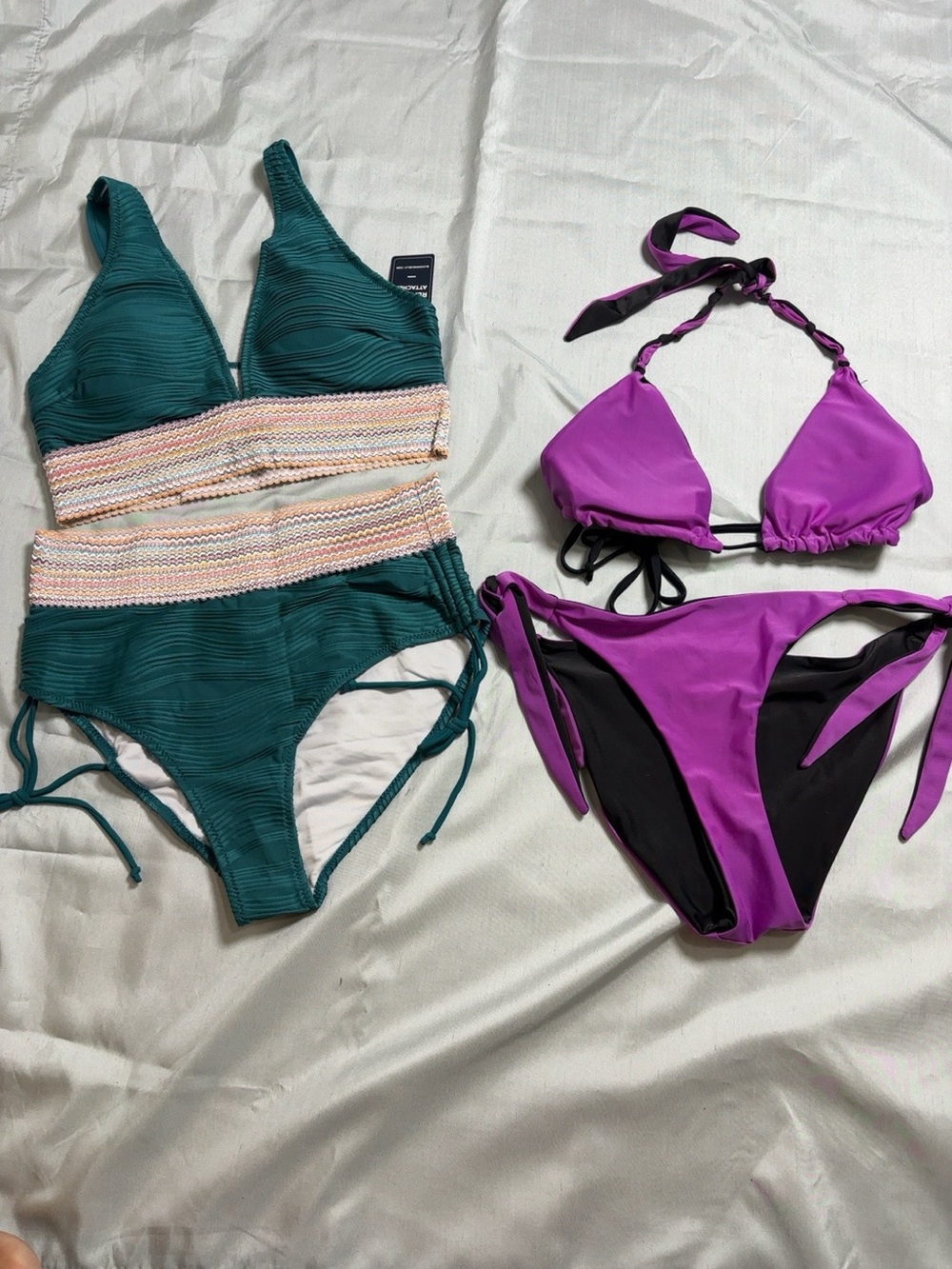 Blooming Jelly NWT + Reversible Purple/Black Bikini Bundle Size L
